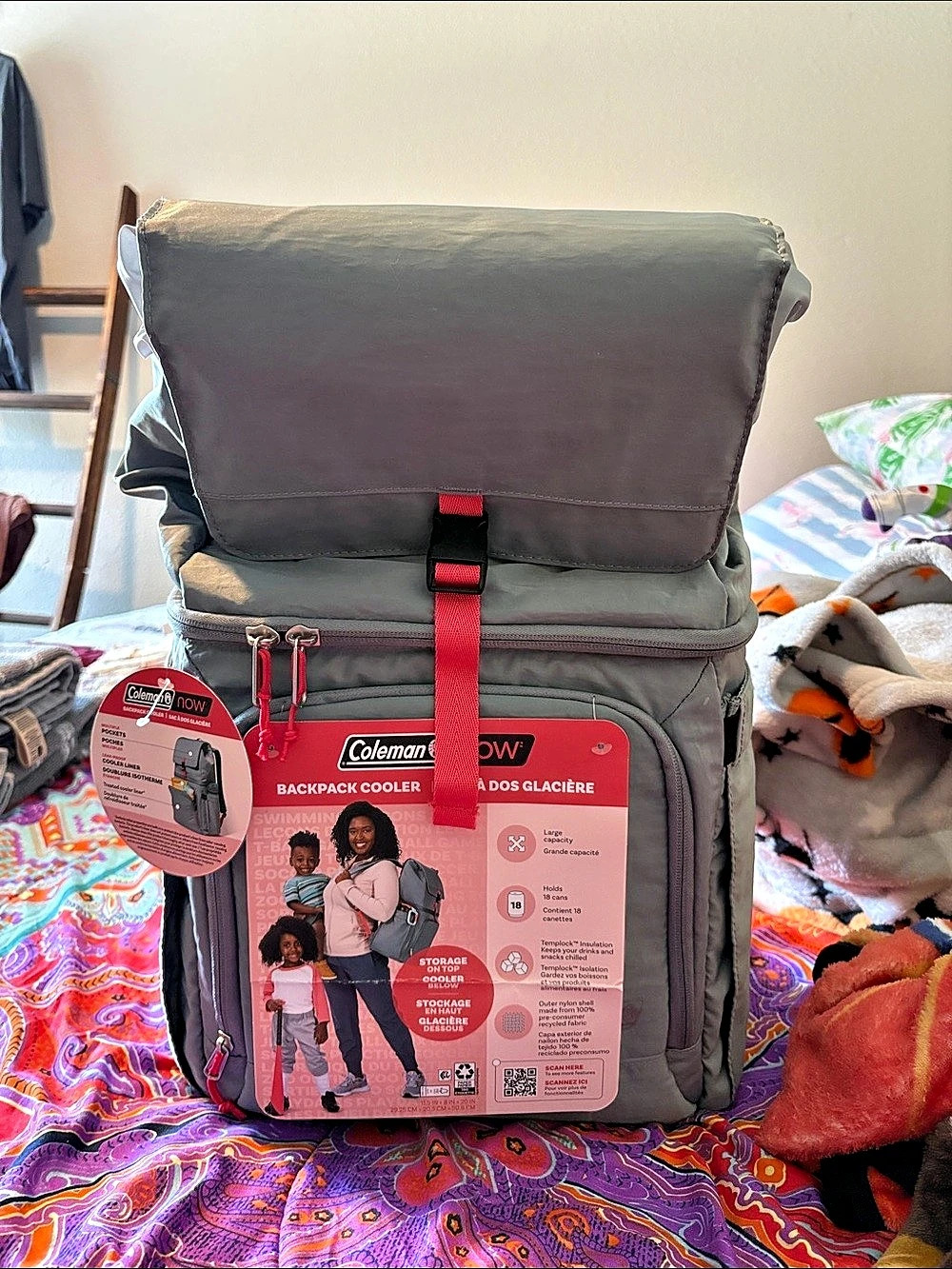 Coleman NOW! Backpack Cooler Gray & Pink